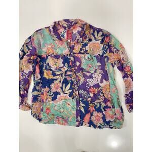 Johnny Was Womens Vivienne Leya Button Up Shirt C11524A Boho Chic Plus Size XXL